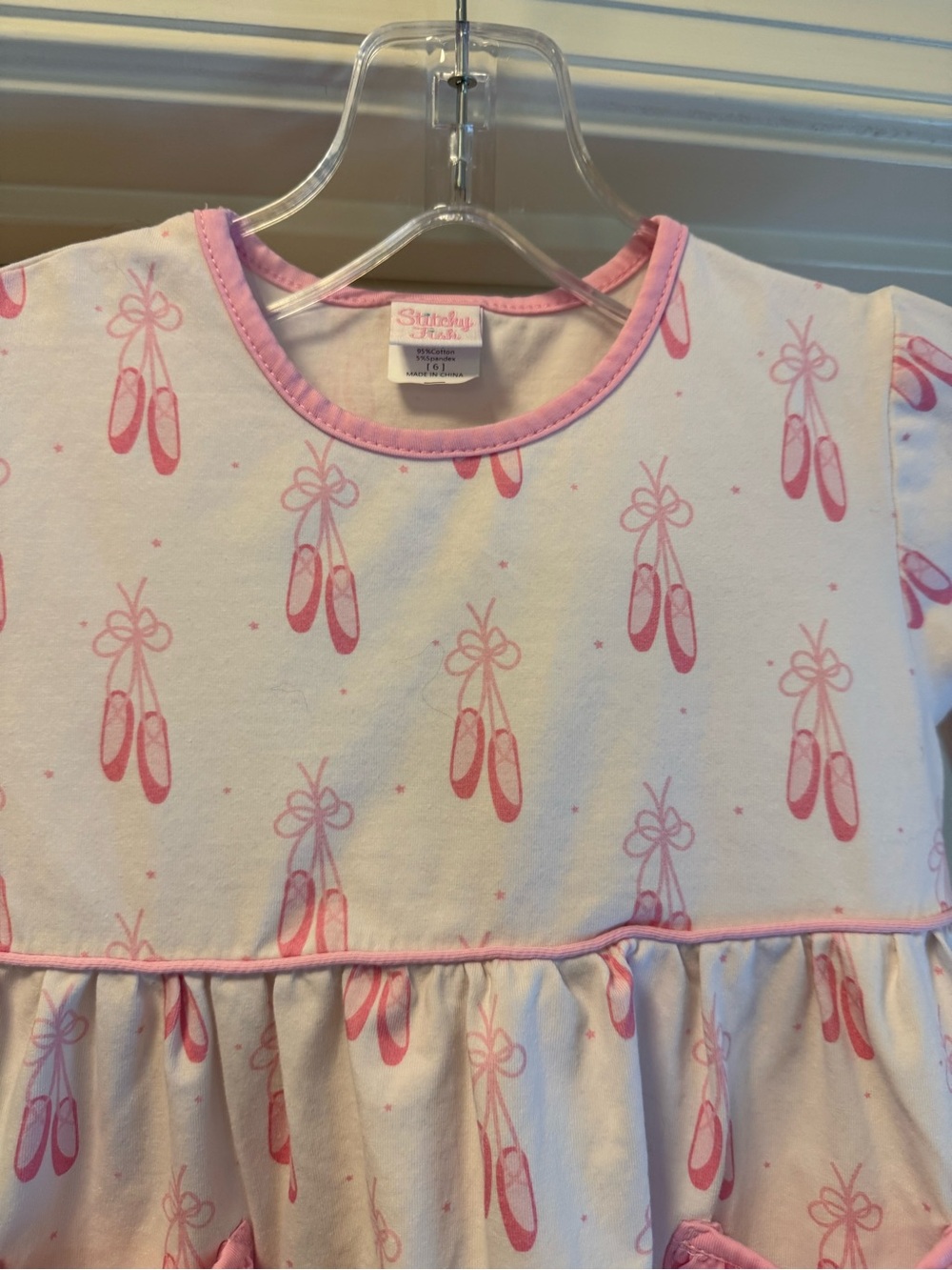 Stitchy Fish Pink Ballet Slipper Knit Top